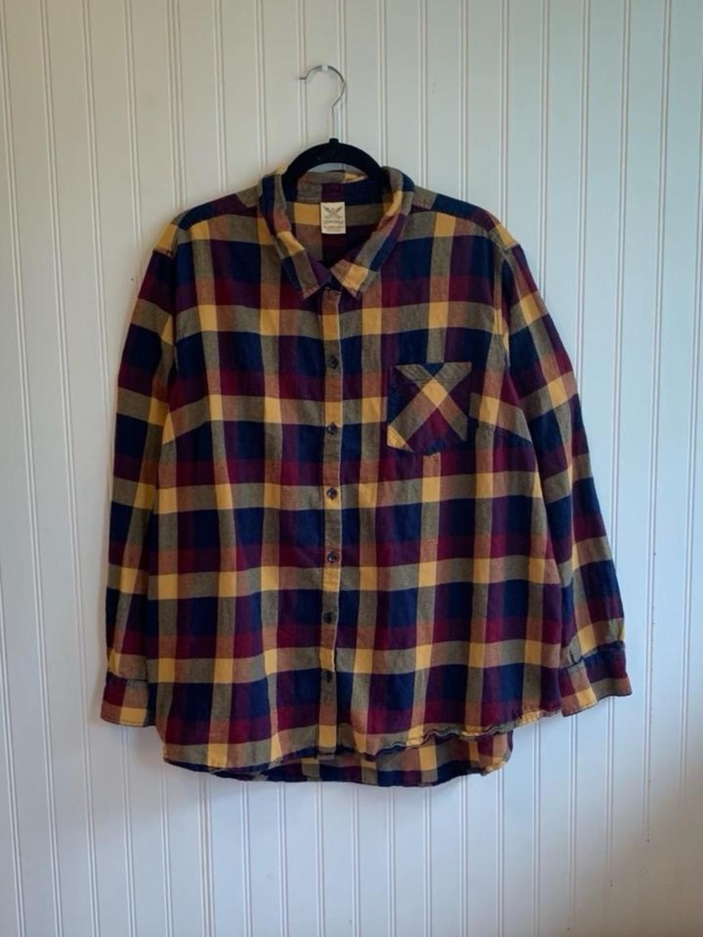 Faded Glory multicolor plaid button down shirt, tagged women’s 3X (22W–24W).